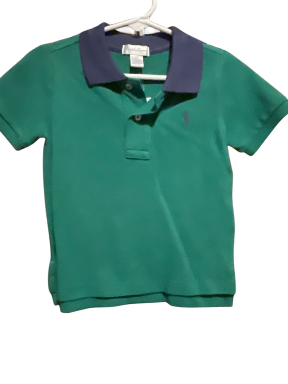 Ralph Lauren Kids Green Polo Shirt with Navy Collar 18 mo